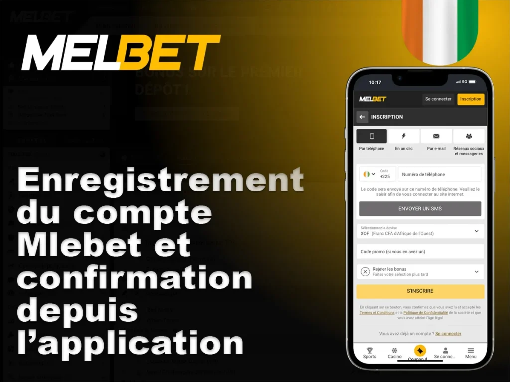 Enregistrement du compte Mlebet et confirmation depuis l'application mobile